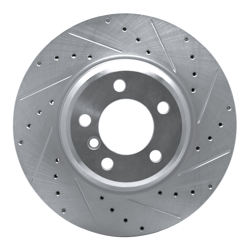 BMW 750LI Brake Rotor (1) - Front Right - R1 Concepts - Drilled & Slotted - Silver - `02-`08